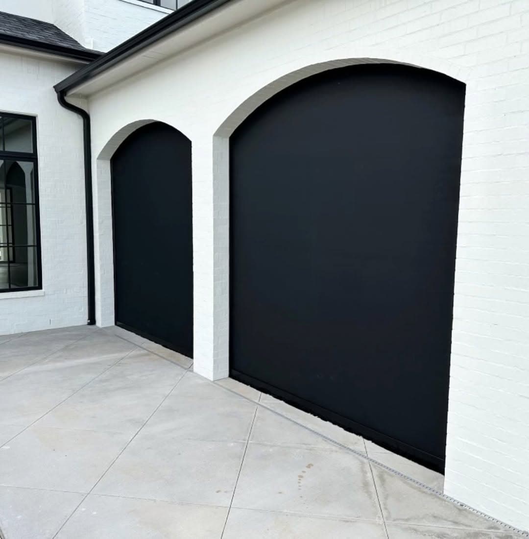 Motorized exterior solar screens on a covered luxury Florida patio by Sarasota Window Blinds
