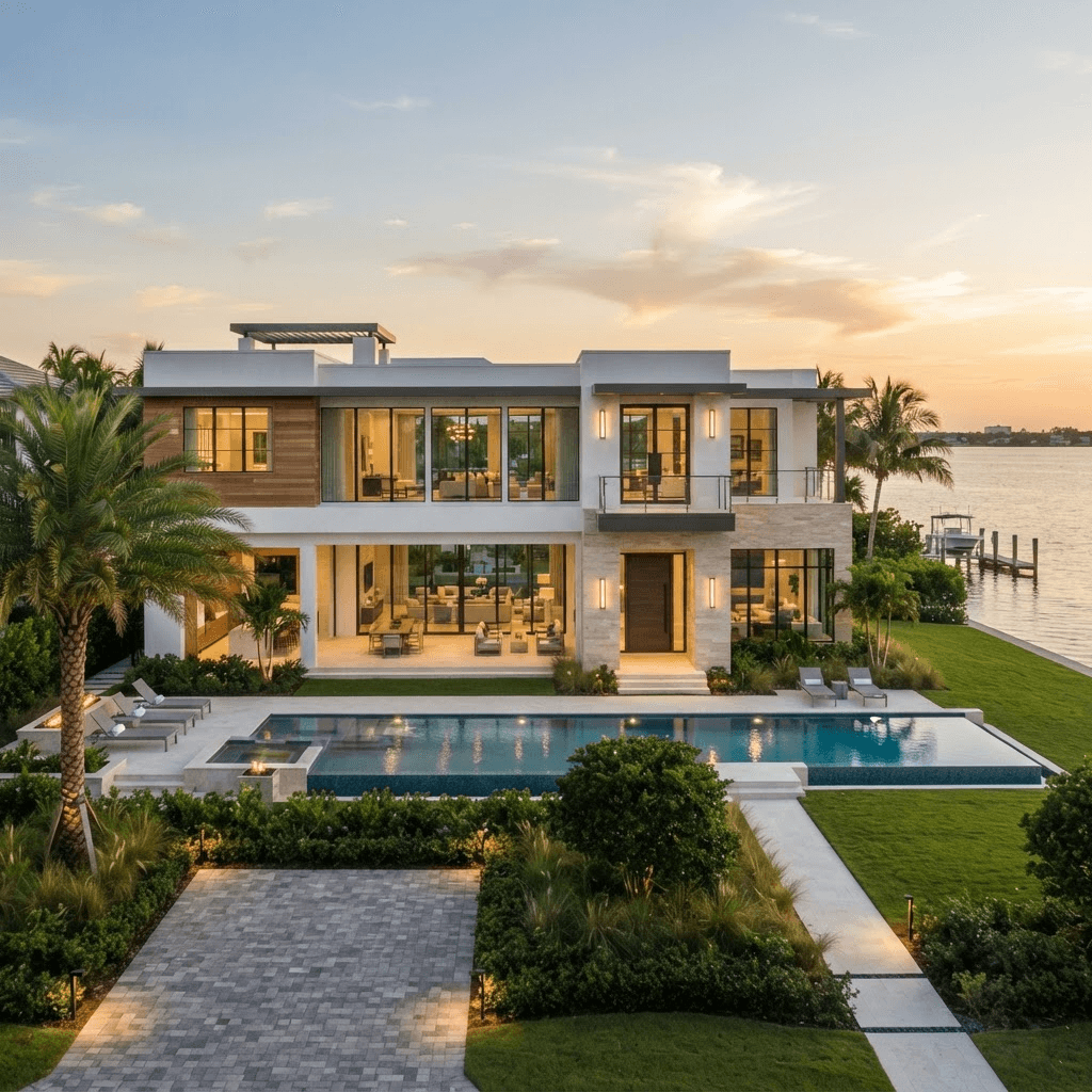 Luxury new construction Southwest Florida home with expansive windows served by Sarasota Window Blinds