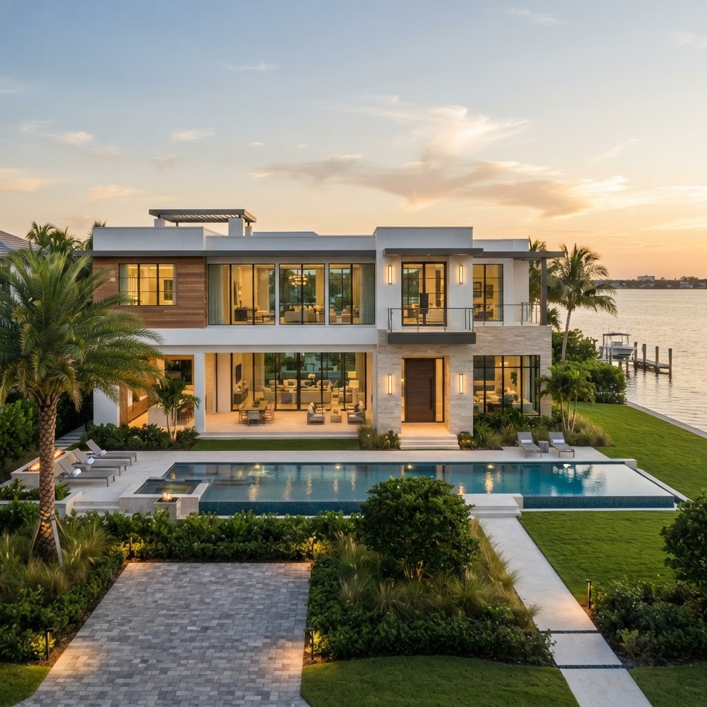Luxury new construction Southwest Florida home with expansive windows served by Sarasota Window Blinds